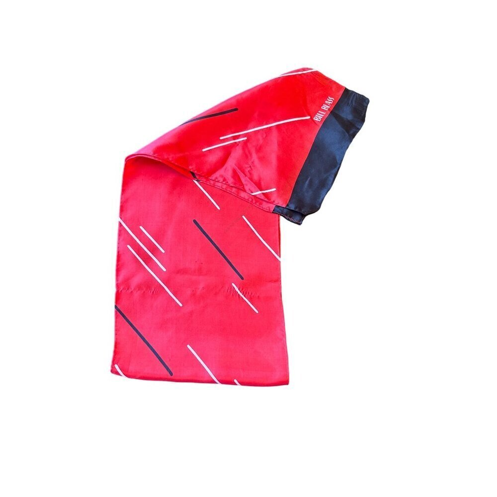 Bill Blass Red & Black Geometric Print Silk Scarf